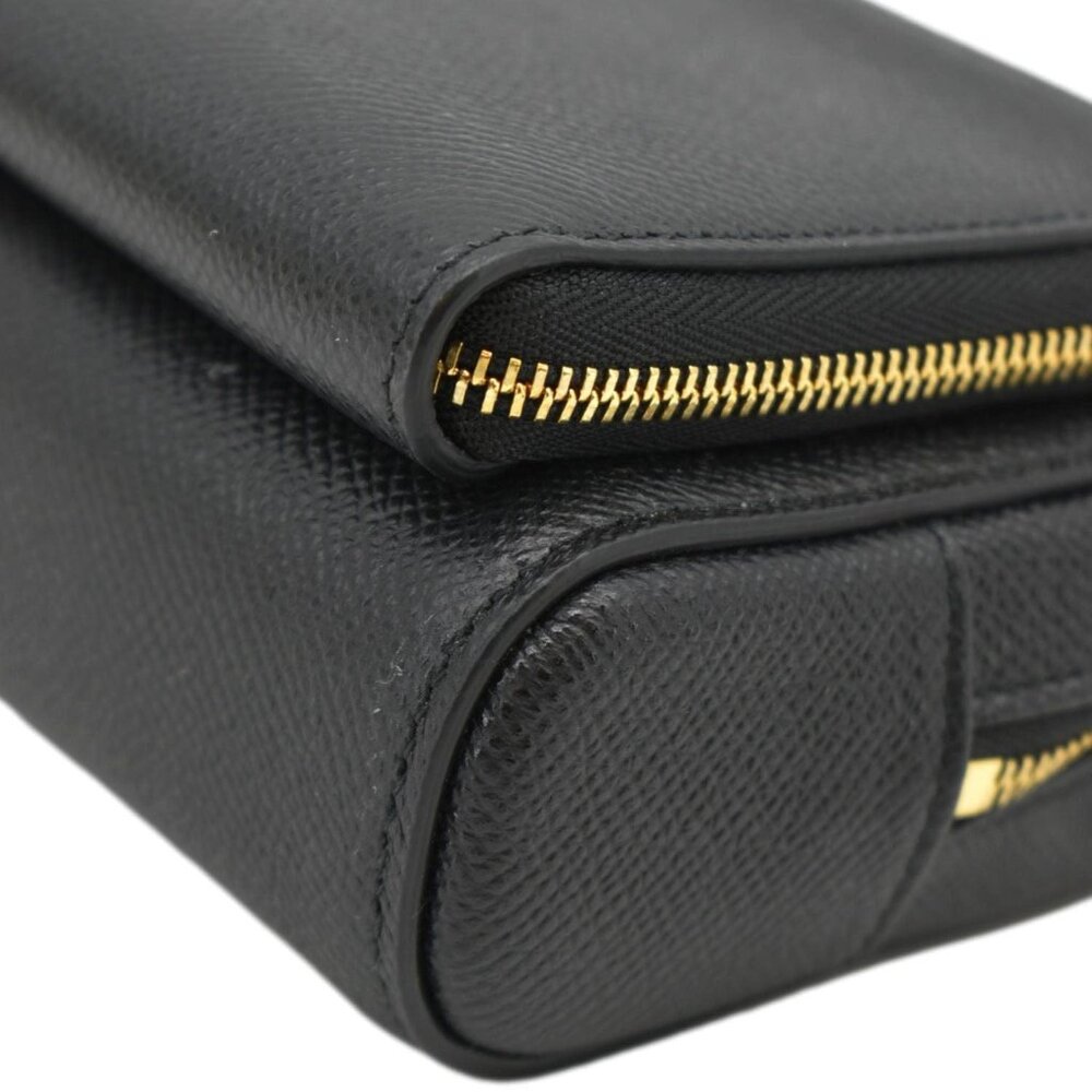 CHRISTIAN DIOR  Caro Grained Leather Double Pouch Crossbody Bag Black - Picture 8 of 12